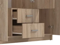 Guardaroba 3 Ante > Dmora Guardaroba 3 Ante Marrone Quercia Bianco Appendiabiti 2 Cassetti 120x52 cm, 4 Ripiani - Crati Bianco, Marrone Quercia