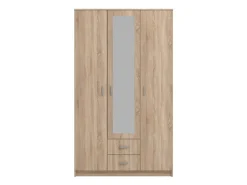 Guardaroba 3 Ante > Dmora Guardaroba 3 Ante Marrone Quercia Bianco Appendiabiti 2 Cassetti 120x52 cm, 4 Ripiani - Crati Bianco, Marrone Quercia
