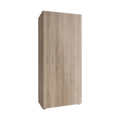 Guardaroba 2 Ante > Dmora Guardaroba 2 Ante Marrone Rovere Bianco 5 Ripiani Appendiabiti 120x190h cm, Apertura Scorrevole - Pozzilli Bianco, Marrone Rovere