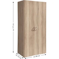 Guardaroba 2 Ante > Dmora Guardaroba 2 Ante Marrone Rovere Bianco 5 Ripiani Appendiabiti 120x190h cm, Apertura Scorrevole - Pozzilli Bianco, Marrone Rovere