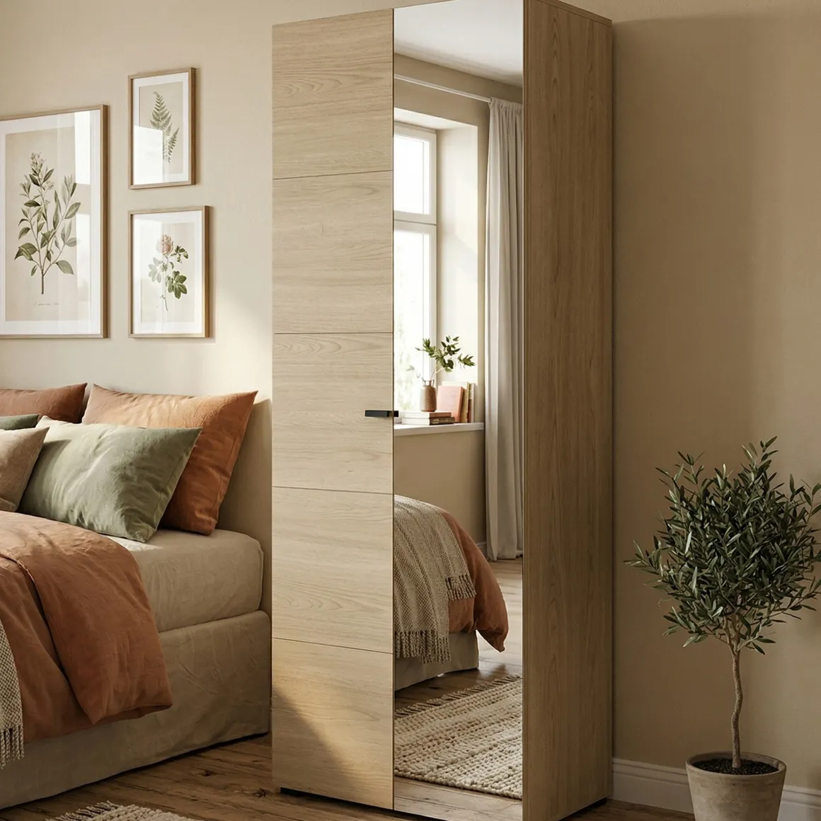 Guardaroba 2 Ante Marrone Rovere Marrone Appendiabiti 3 Ripiani 64x194h cm, 2 Ante - Azzano