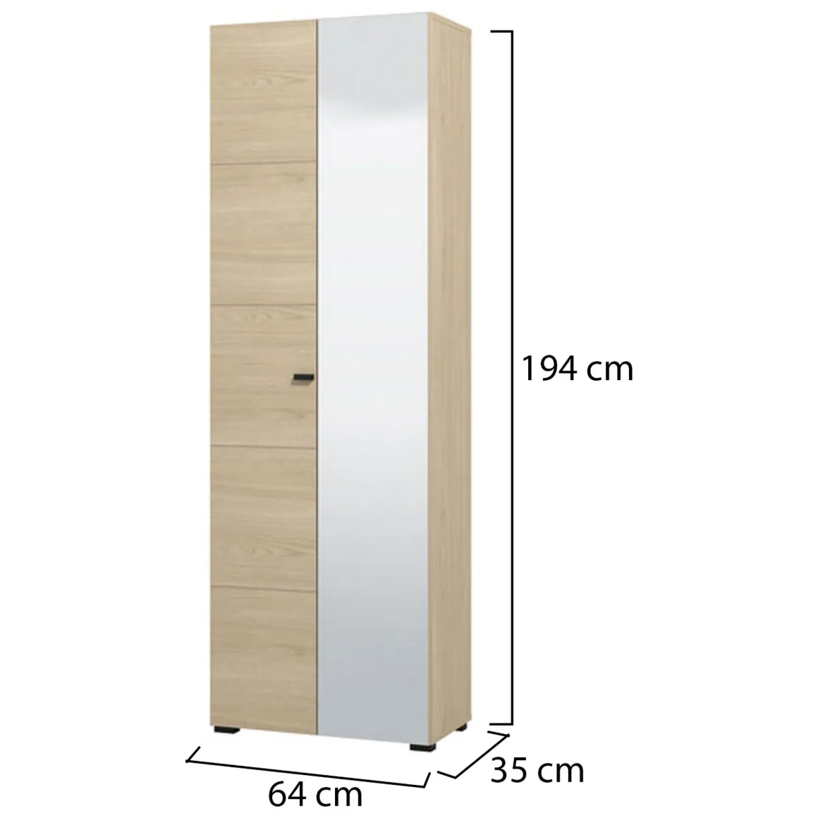 Guardaroba 2 Ante Marrone Rovere Marrone Appendiabiti 3 Ripiani 64x194h cm, 2 Ante - Azzano