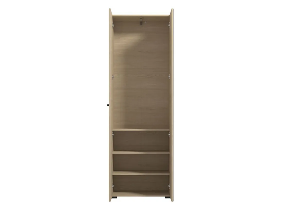 Guardaroba 2 Ante Marrone Rovere Marrone Appendiabiti 3 Ripiani 64x194h cm, 2 Ante - Azzano