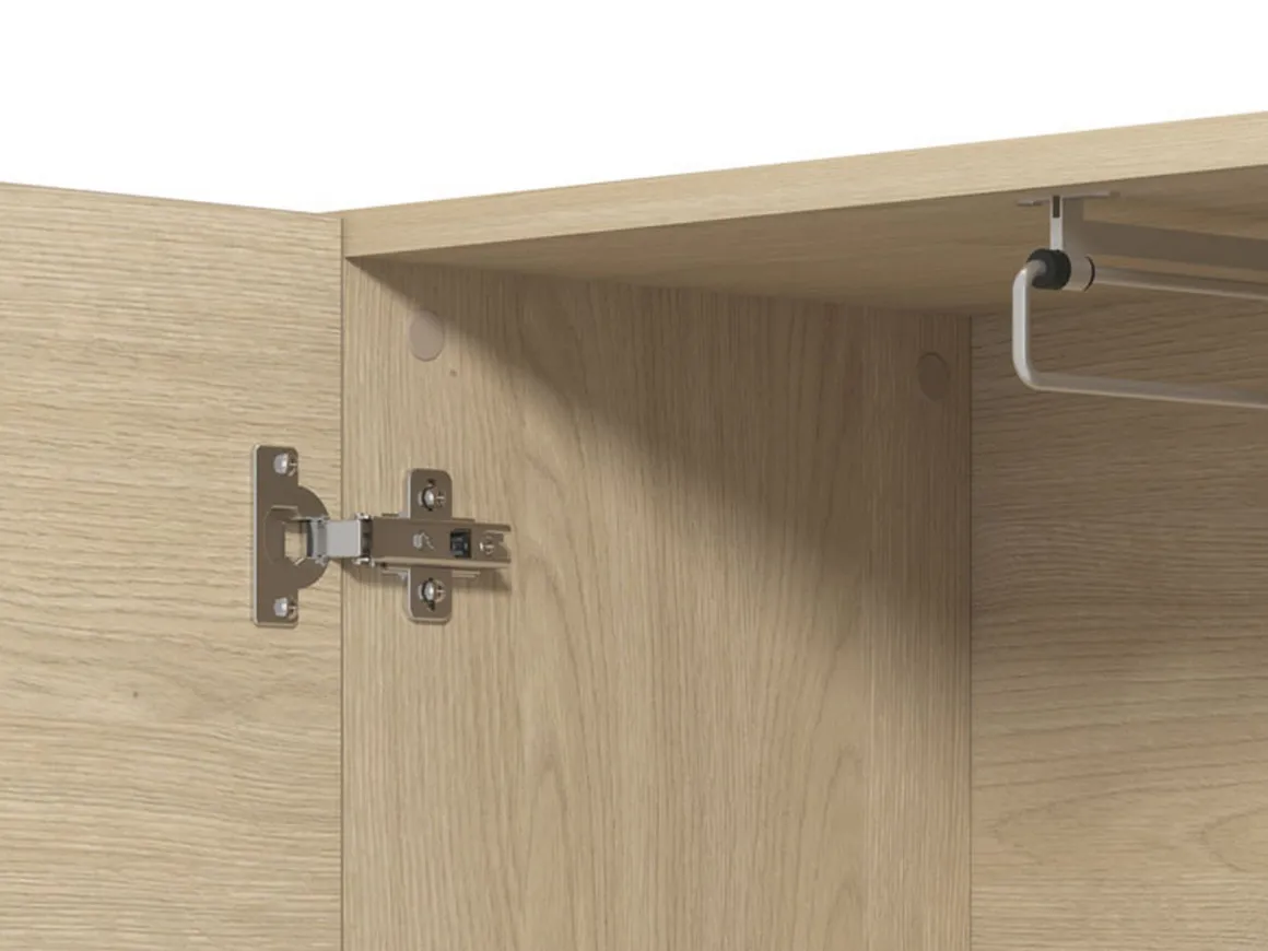 Guardaroba 2 Ante Marrone Rovere Marrone Appendiabiti 3 Ripiani 64x194h cm, 2 Ante - Azzano