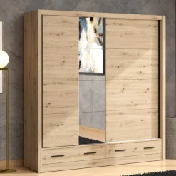 Guardaroba 2 Ante > Dmora Guardaroba 2 Ante Appendiabiti un Ripiano 79x208h cm, 2 Ante - Pomar Marrone Rovere Nodi