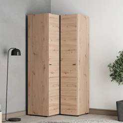 Guardaroba 2 Ante > Dmora Guardaroba 2 Ante Marrone Rovere Nodi Bianco 4 Ripiani Apertura Scorrevole 100x119h cm, 6 Vani - Resana Bianco, Marrone Rovere Nodi