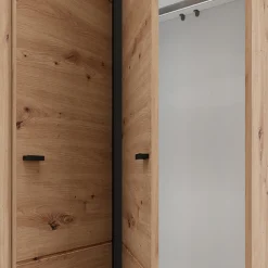 Guardaroba 2 Ante > Dmora Guardaroba 2 Ante Marrone Rovere Nodi Bianco 4 Ripiani Apertura Scorrevole 100x119h cm, 6 Vani - Resana Bianco, Marrone Rovere Nodi
