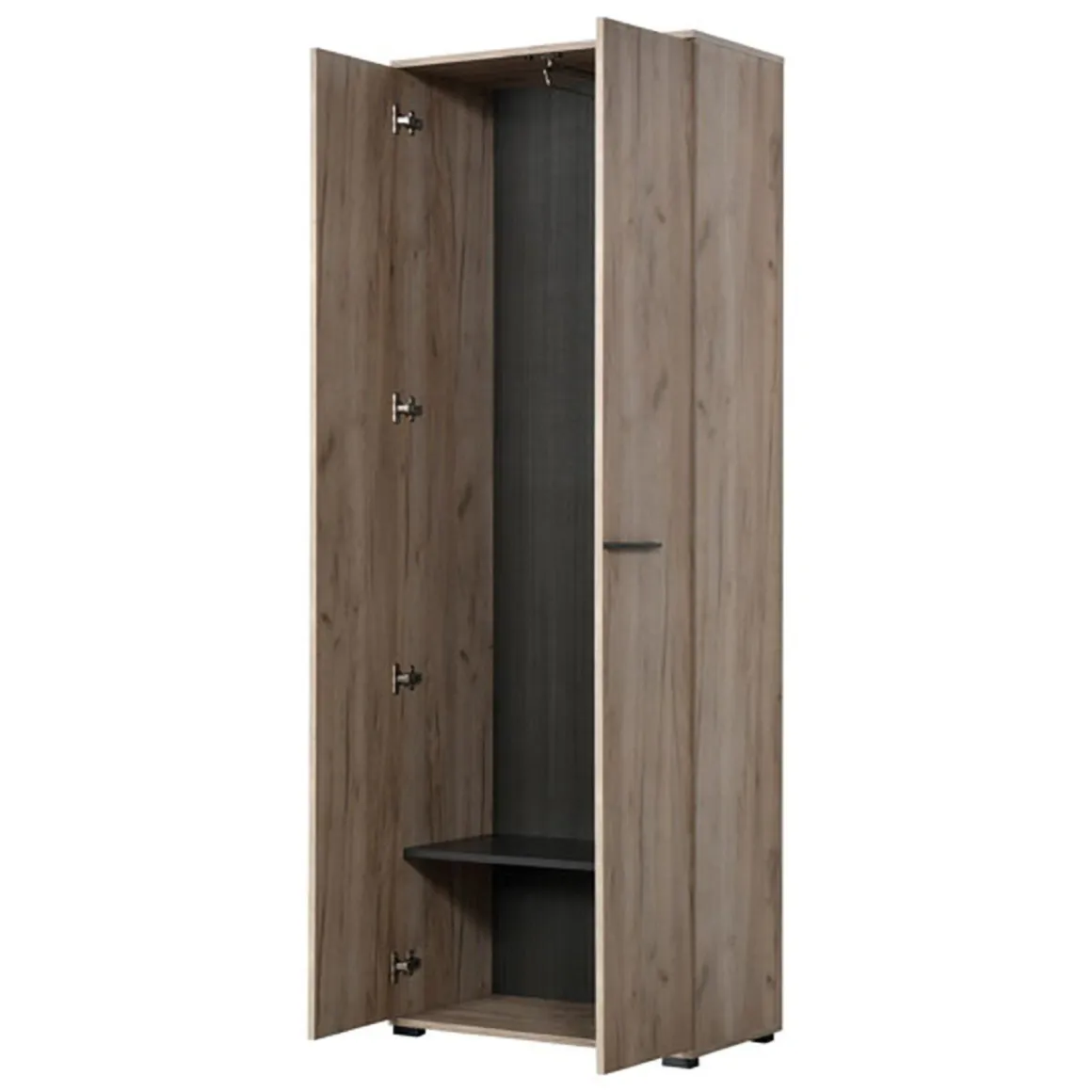 Guardaroba 2 Ante Marrone Rovere Nodi Marrone Noce un Ripiano Appendiabiti 67.5x195h cm, Apertura Battente - Pinasca