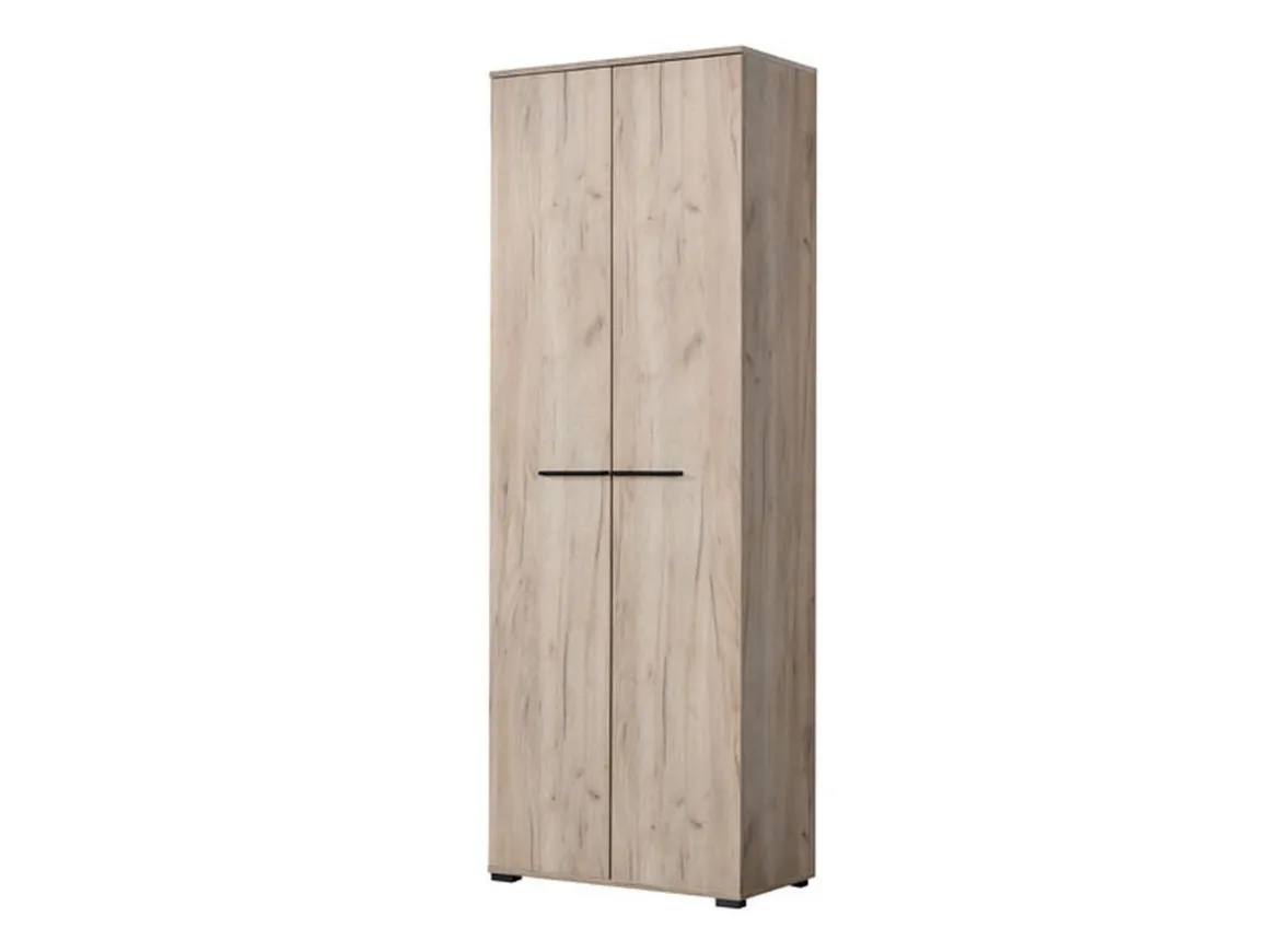 Guardaroba 2 Ante Marrone Rovere Nodi Marrone Noce un Ripiano Appendiabiti 67.5x195h cm, Apertura Battente - Pinasca