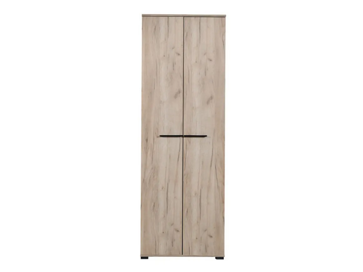 Guardaroba 2 Ante Marrone Rovere Nodi Marrone Noce un Ripiano Appendiabiti 67.5x195h cm, Apertura Battente - Pinasca
