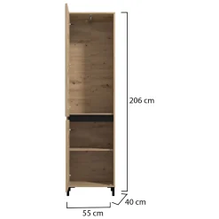 Guardaroba 2 Ante > Dmora Guardaroba 2 Ante Marrone Rovere Nodi Nero Appendiabiti 3 Ripiani 70.5x194.5h cm, 2 Ante - Seriate Nero, Marrone Rovere Nodi