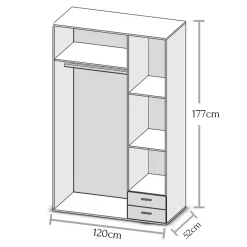 Guardaroba 3 Ante > Dmora Guardaroba 3 Ante 3 Ripiani 3 Cassetti 90x47 cm, Appendiabiti - Valdengo Marrone Rovere