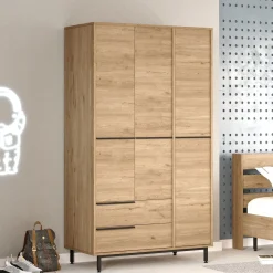 Guardaroba 3 Ante > Dmora Guardaroba 3 Ante Appendiabiti 2 Cassetti 51x137 cm, 3 Ripiani - Mayos Marrone Rovere
