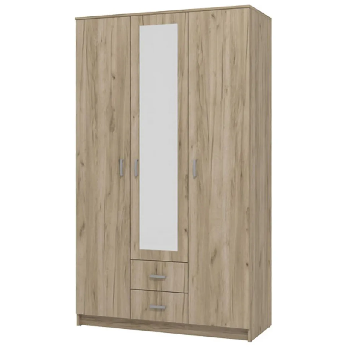 Guardaroba 3 Ante > Dmora Guardaroba 3 Ante Marrone Rovere Bianco Appendiabiti un Cassetto 90x43 cm, 5 Ripiani - Infine Bianco, Marrone Rovere
