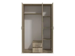 Guardaroba 3 Ante > Dmora Guardaroba 3 Ante Marrone Rovere Bianco Appendiabiti un Cassetto 90x43 cm, 5 Ripiani - Infine Bianco, Marrone Rovere