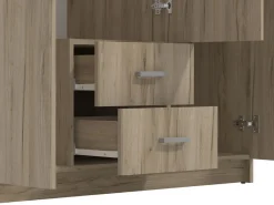 Guardaroba 3 Ante > Dmora Guardaroba 3 Ante Marrone Rovere Bianco Appendiabiti un Cassetto 90x43 cm, 5 Ripiani - Infine Bianco, Marrone Rovere