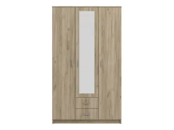 Guardaroba 3 Ante > Dmora Guardaroba 3 Ante Marrone Rovere Bianco Appendiabiti un Cassetto 90x43 cm, 5 Ripiani - Infine Bianco, Marrone Rovere