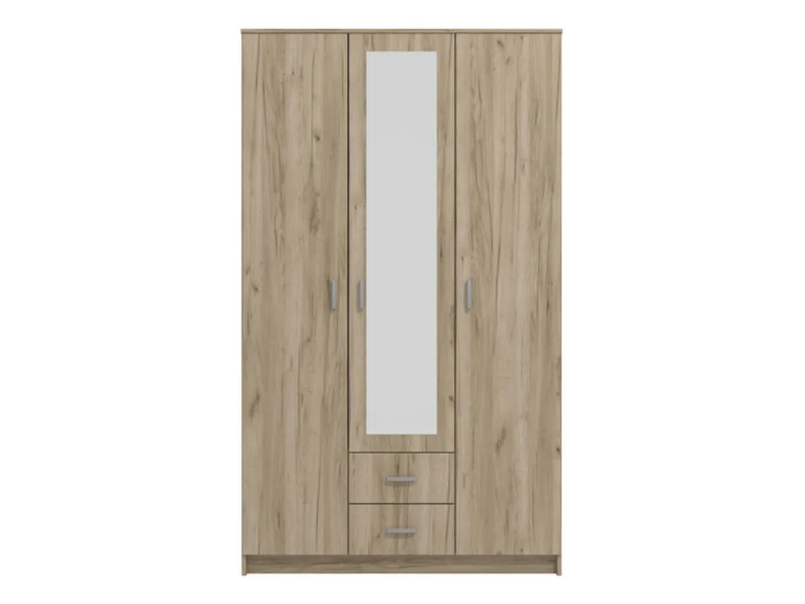 Guardaroba 3 Ante > Dmora Guardaroba 3 Ante Marrone Rovere Bianco Appendiabiti un Cassetto 90x43 cm, 5 Ripiani - Infine Bianco, Marrone Rovere