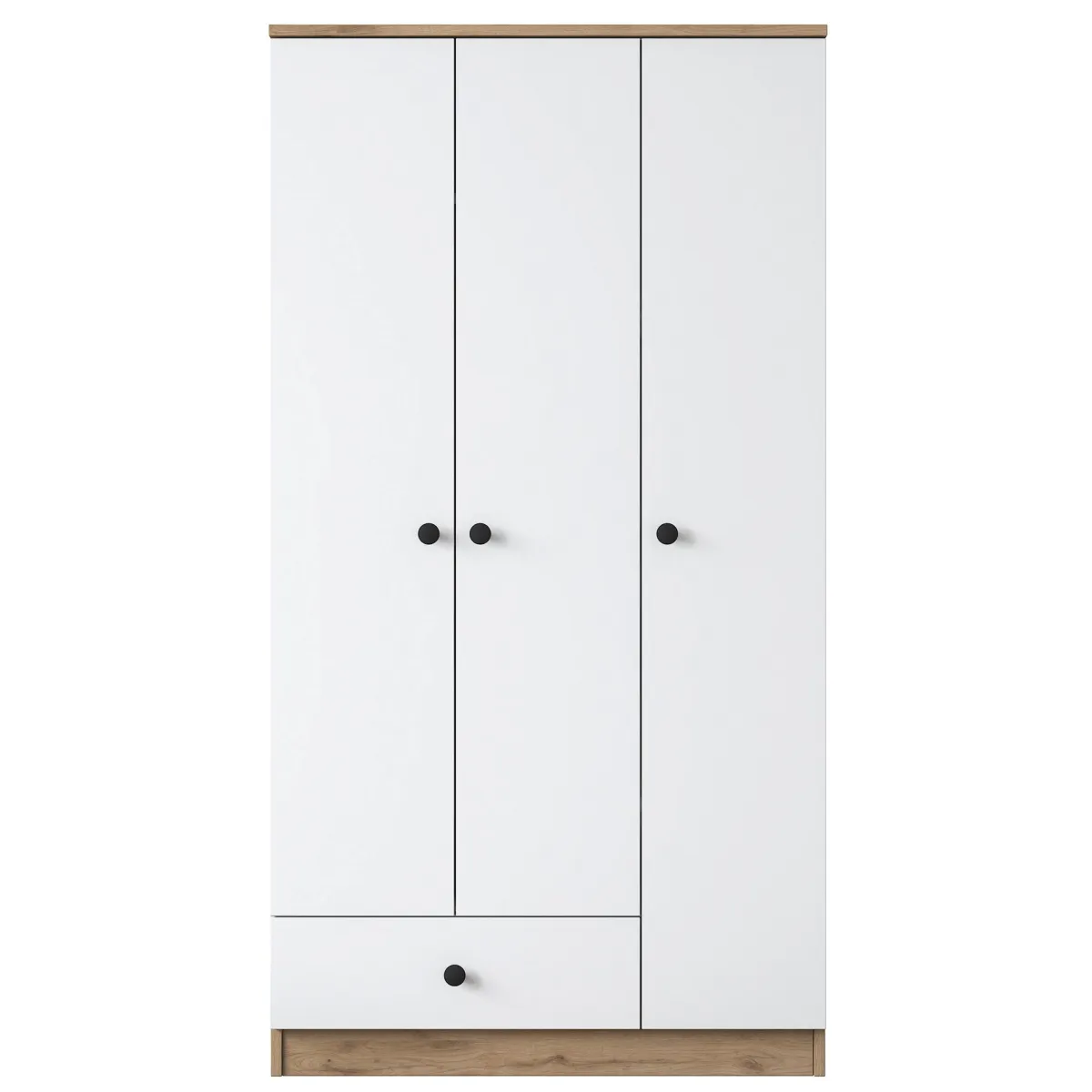 Guardaroba 3 Ante > Dmora Guardaroba 3 Ante Marrone Rovere Bianco Appendiabiti un Cassetto 90x43 cm, 5 Ripiani - Infine Bianco, Marrone Rovere