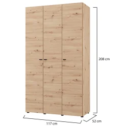 Guardaroba 3 Ante > Dmora Guardaroba 3 Ante Marrone Rovere Nodi Bianco Appendiabiti 4 Ripiani 150x50 cm, 6 Vani - Senales Bianco, Marrone Rovere Nodi