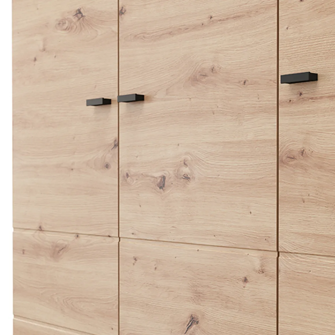 Guardaroba 3 Ante > Dmora Guardaroba 3 Ante Marrone Rovere Nodi Bianco Appendiabiti 4 Ripiani 150x50 cm, 6 Vani - Senales Bianco, Marrone Rovere Nodi