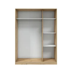 Guardaroba 3 Ante > Dmora Guardaroba 3 Ante Marrone Rovere Nodi Bianco Appendiabiti 4 Ripiani 150x50 cm, 6 Vani - Senales Bianco, Marrone Rovere Nodi