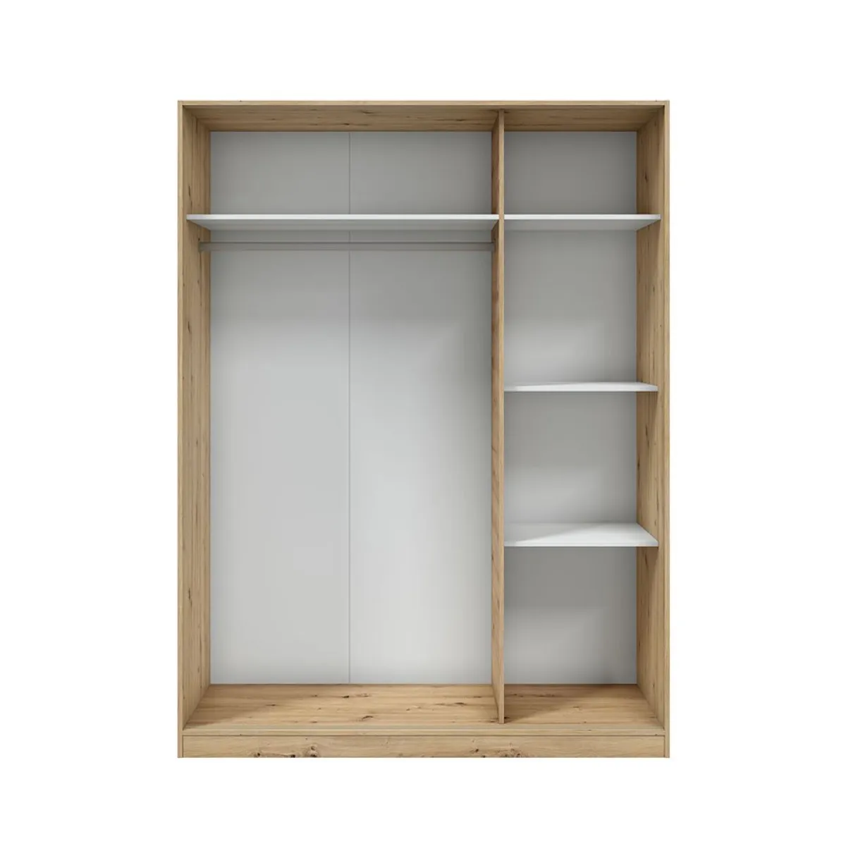Guardaroba 3 Ante > Dmora Guardaroba 3 Ante Marrone Rovere Nodi Bianco Appendiabiti 4 Ripiani 150x50 cm, 6 Vani - Senales Bianco, Marrone Rovere Nodi