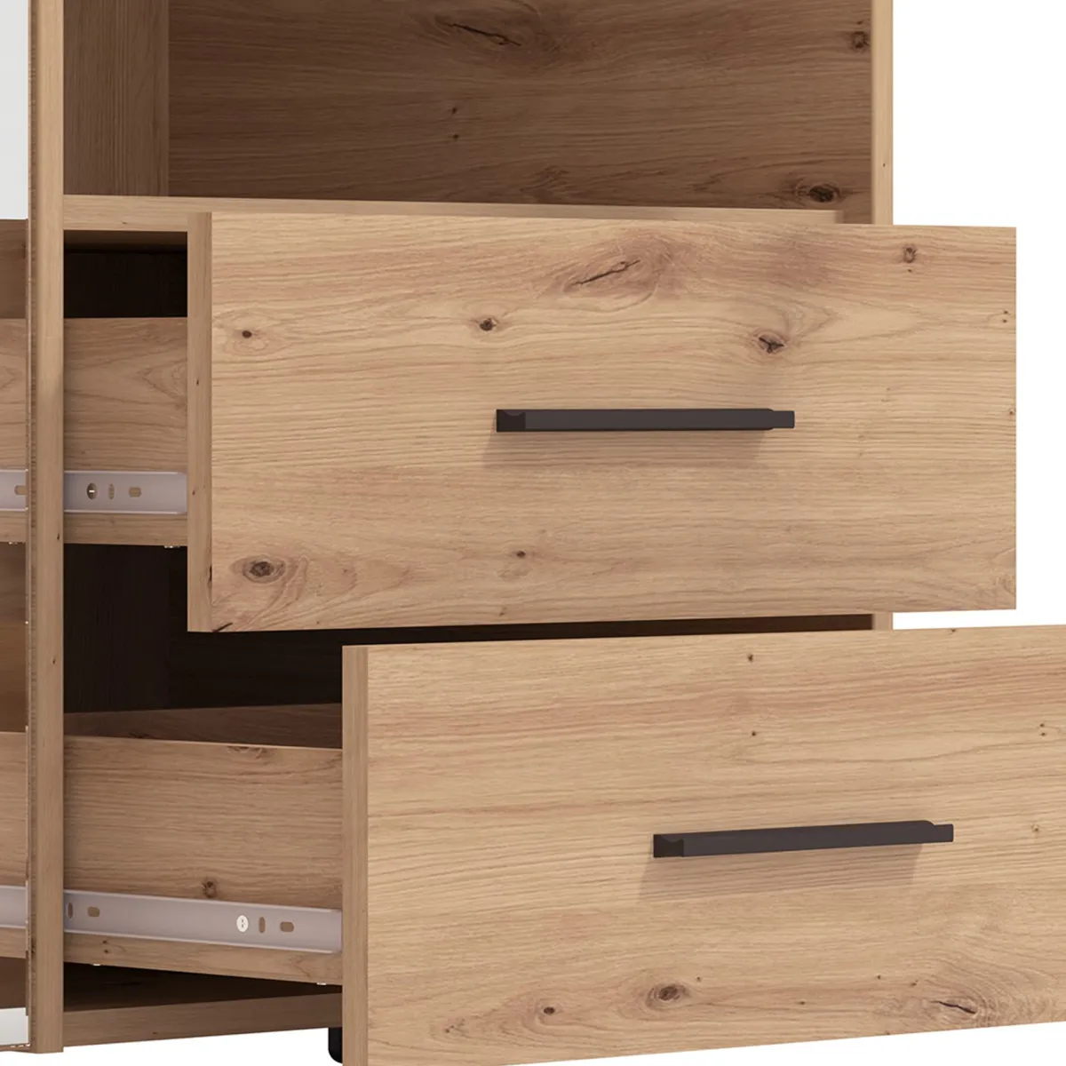 Guardaroba 3 Ante > Dmora Guardaroba 3 Ante Marrone Rovere Nodi Nero Appendiabiti 2 Cassetti 127.5x54 cm, 5 Ripiani - Molare Nero, Marrone Rovere Nodi