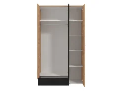 Guardaroba 3 Ante Marrone Rovere Nodi Nero Appendiabiti un Cassetto 119x53 cm, 5 Ripiani - Lavagnoo