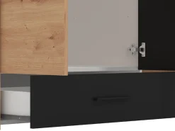 Guardaroba 3 Ante Marrone Rovere Nodi Nero Appendiabiti un Cassetto 119x53 cm, 5 Ripiani - Lavagnoo