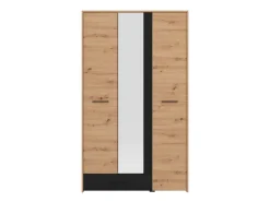 Guardaroba 3 Ante Marrone Rovere Nodi Nero Appendiabiti un Cassetto 119x53 cm, 5 Ripiani - Lavagnoo