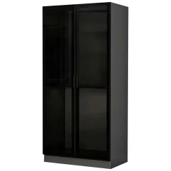 Guardaroba 2 Ante > Dmora Guardaroba 2 Ante Nero Antracite Marrone Rovere 2 Ripiani 2 Ante 77x119h cm, Apertura Scorrevole - Stelvio Marrone Rovere, Nero Antracite