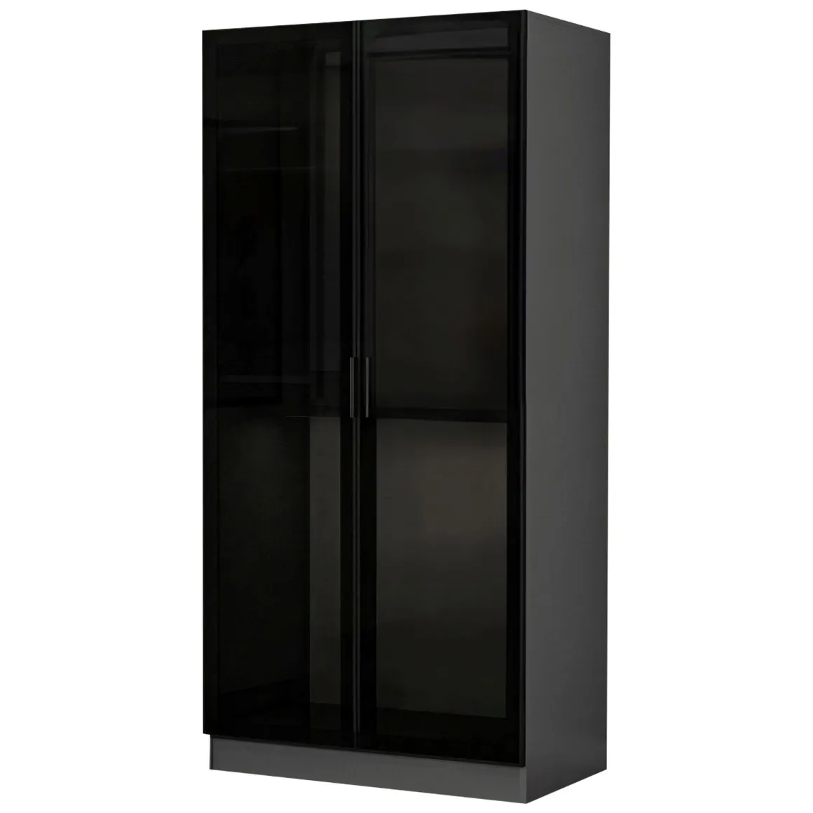Guardaroba 2 Ante Nero Antracite Appendiabiti un Ripiano 90x210h cm, 2 Ante - Moconesi