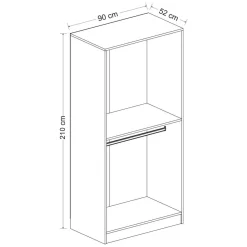 Guardaroba 2 Ante Nero Antracite Appendiabiti un Ripiano 90x210h cm, 2 Ante - Moconesi
