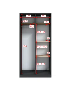 Guardaroba 2 Ante Nero Antracite Marrone Rovere 4 Ripiani Appendiabiti 100x200h cm, 2 Ante - Orgosolo