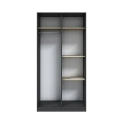 Guardaroba 2 Ante Nero Antracite Marrone Rovere 4 Ripiani Appendiabiti 100x200h cm, 2 Ante - Orgosolo