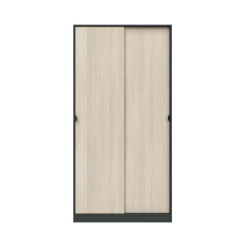 Guardaroba 2 Ante Nero Antracite Marrone Rovere 4 Ripiani Appendiabiti 100x200h cm, 2 Ante - Orgosolo