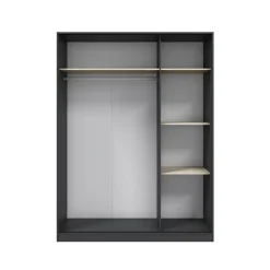 Guardaroba 3 Ante > Dmora Guardaroba 3 Ante Nero Antracite Marrone Rovere 4 Ripiani Appendiabiti 150x50 cm, 3 Ante - Senales Marrone Rovere, Nero Antracite