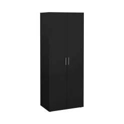 Guardaroba 2 Ante Nero Appendiabiti 5 Ripiani 78.7x200.9h cm, Apertura Battente - Argor