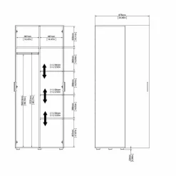 Guardaroba 2 Ante Nero Appendiabiti 5 Ripiani 78.7x200.9h cm, Apertura Battente - Argor