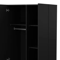 Guardaroba 2 Ante Nero Appendiabiti 5 Ripiani 78.7x200.9h cm, Apertura Battente - Argor