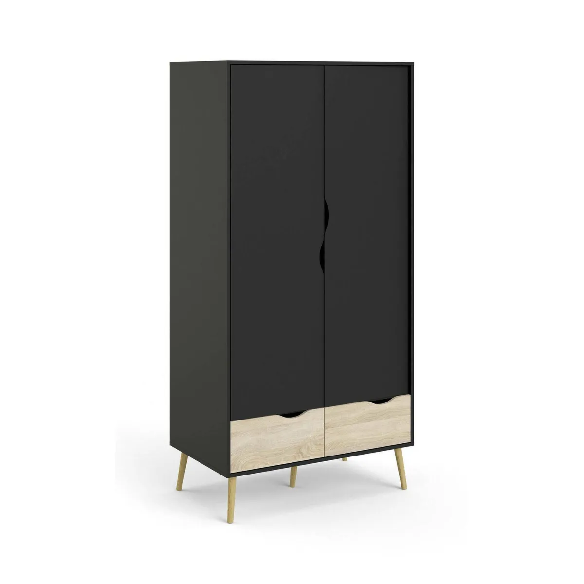 Guardaroba 2 Ante > Dmora Guardaroba 2 ante nero e quercia 98x200h cm - Archilllo Marrone, Nero Quercia