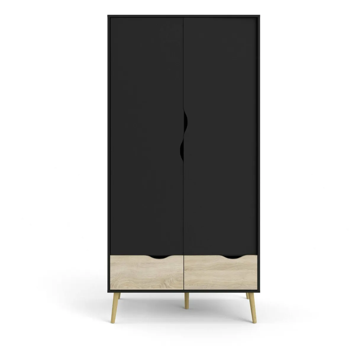 Guardaroba 2 Ante > Dmora Guardaroba 2 ante nero e quercia 98x200h cm - Archilllo Marrone, Nero Quercia