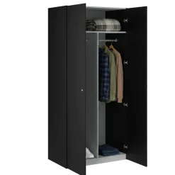 Armadi Multiuso 2 Ante > Dmora Guardaroba 2 ante salvaspazio 100x218h cm - Anagni Nero