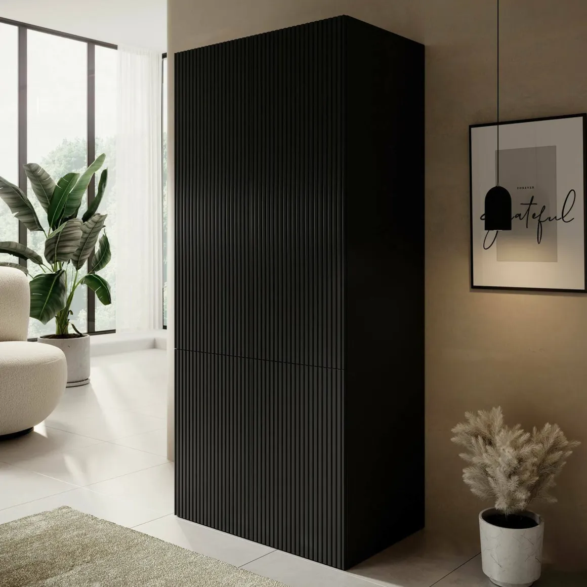 Guardaroba 2 ante nero 90x198h cm - Caiazzo