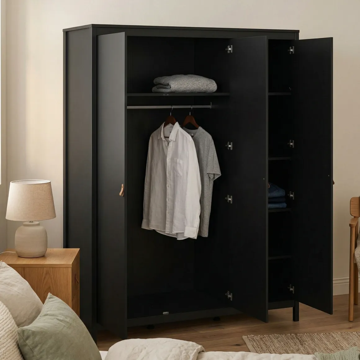 Guardaroba 3 ante nero 150x199h cm - Conti