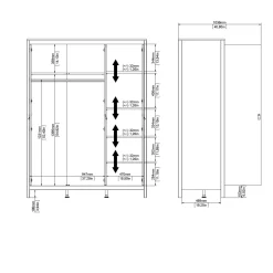 Guardaroba 3 ante nero 150x199h cm - Conti