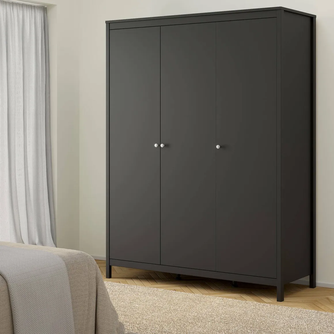 Guardaroba 3 ante nero 150x199h cm - Conti