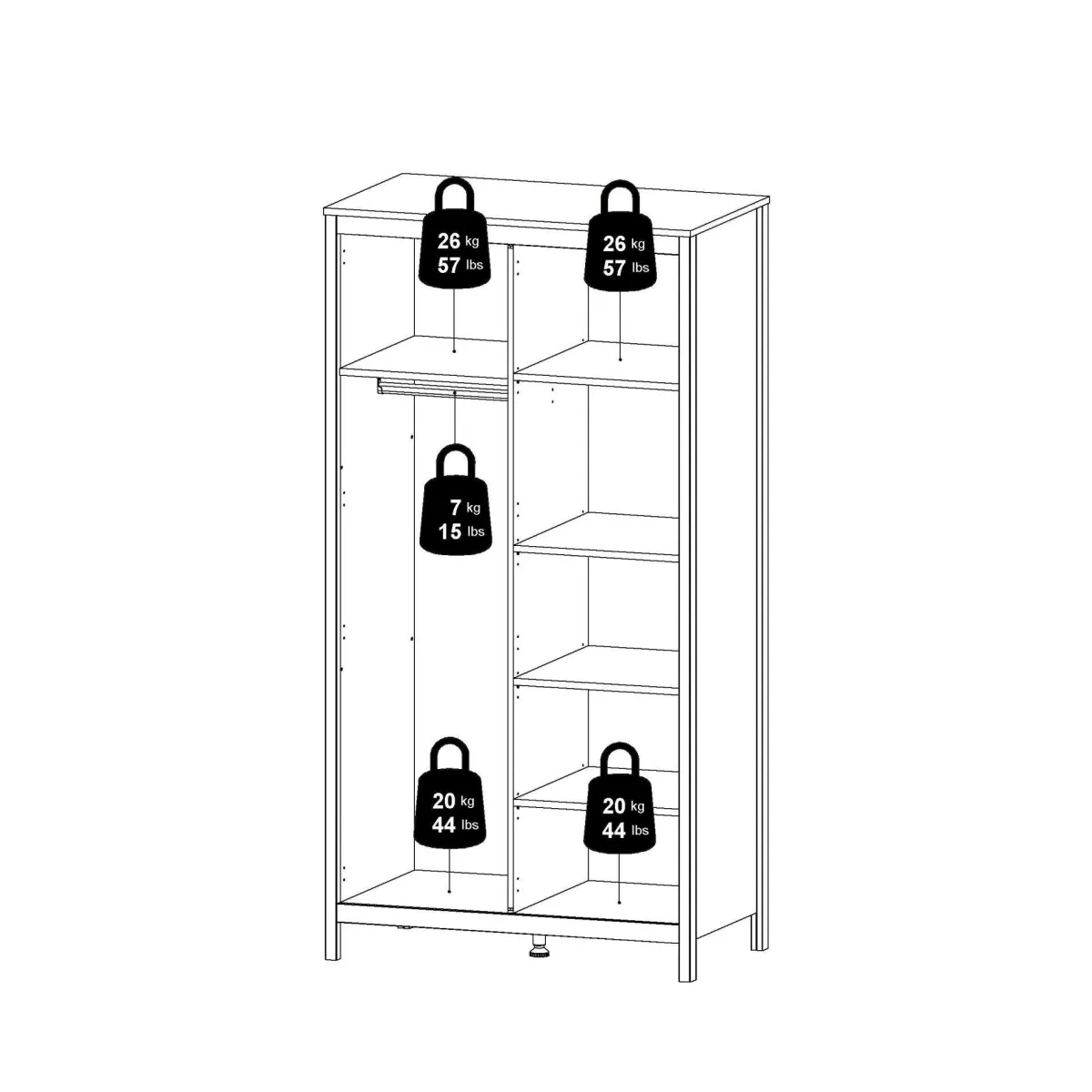 Guardaroba 2 Ante > Dmora Guardaroba 2 ante 102x199h cm - Zagabria Nero