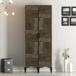 Guardaroba 2 ante noce e antracite 80x200h cm - Acate
